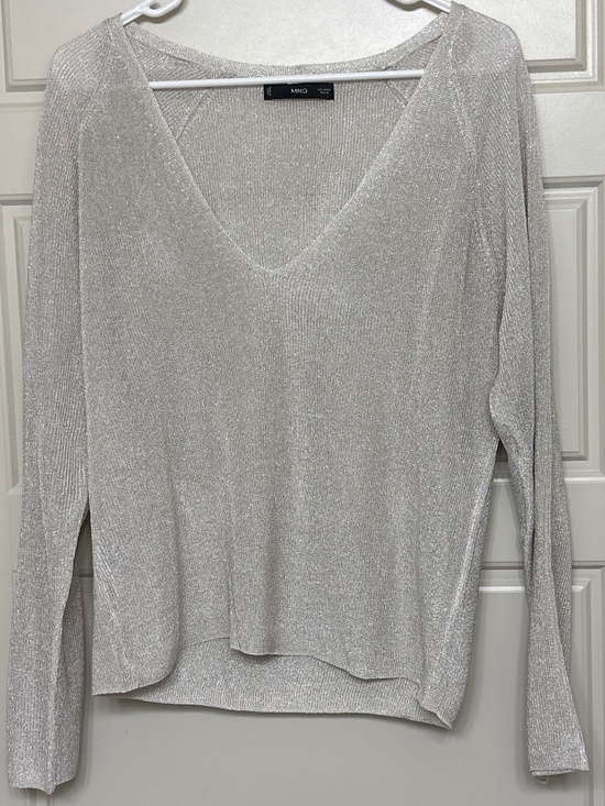 Mango Sweaters - MNG Silver V Neck sweater size M
